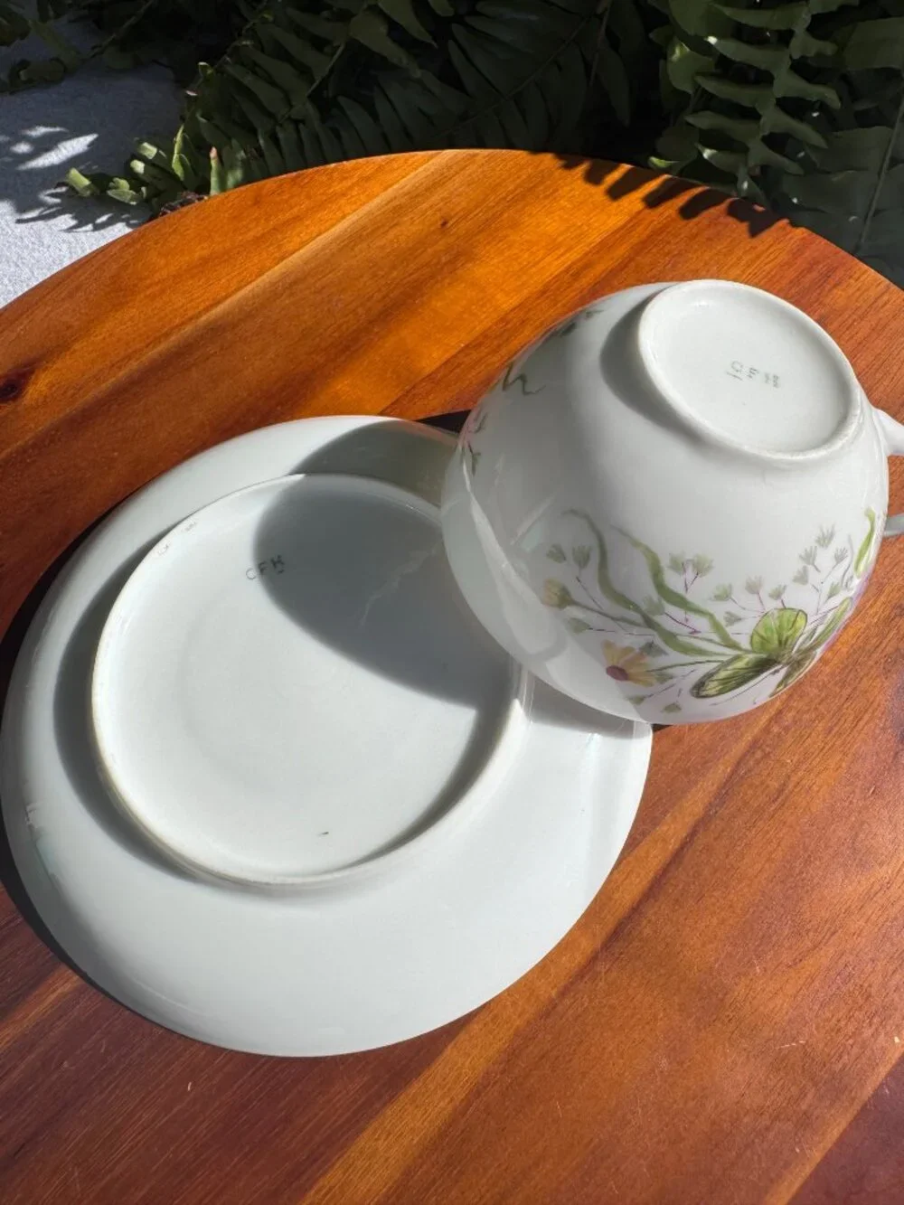 Rare Antique CFH Limoges Porcelain Floral Teacup and Saucer French Bone China